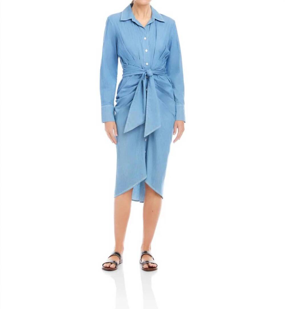 NEW FIFTEEN TWENTY rayleen pleated shirtdress in chambray